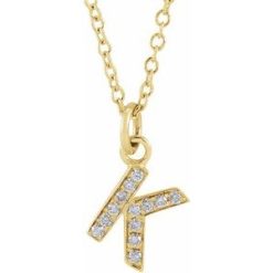 653725 / Necklace / Set / 14K Yellow / Initial K / Natural Diamond / Round / .85 Mm / I1