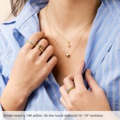 653725 / Necklace / Set / 14K Yellow / Initial V / Natural Diamond / Round / .85 Mm / I1