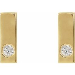 86782 / Earring / Set / Natural Diamond / Round / 2 Mm / 14K Yellow / Pair / Friction Backs Included / Polished / .06 Ctw Natural Diamond Earrings With Backs