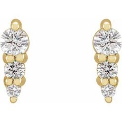 G-H / Pair / Polished / .08 Ctw Natural Diamond Three-Stone Graduated Earrings