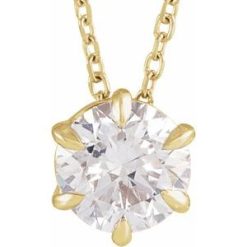 87126 / Necklace / Set / 14K Yellow / Round / Lab-Grown Diamond / 6.5Mm :: 1 Ct / Vs