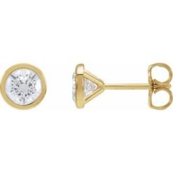 29921 / 14K Yellow / Set / Round / Lab-Grown Diamond / Pair / 5.2Mm :: 1 Ctw / Si1-Si2