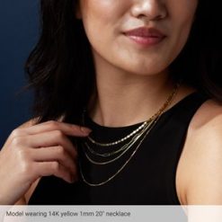 Ch228 / 14K Yellow / Curb / 1 Mm / Per Inch / None (Per Inch) / Polished / Recycled Metal Beaded Curb Chain