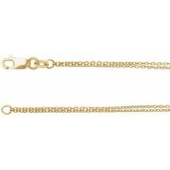 Ch990 / 14K Yellow / Cable / 1 Mm / 18 In / Lobster Clasp / Diamond-Cut / Double Strand Diamond-Cut Cable Chain