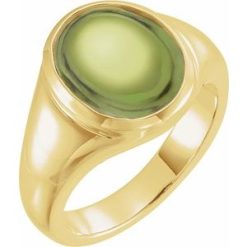 71400 / Ring / Set / 14K Yellow / Natural Peridot / Oval / 10 X 8 Mm / Polished / Natural Peridot Ring
