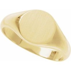 57836 / 14K Yellow / Round / 8 X 8 Mm / Brush / Polished / Signet Ring