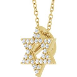 G-H / 16-18 In / Polished / 1/10 Ctw Natural Diamond Star Of David Necklace