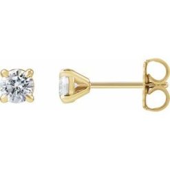 688988 / 14K Yellow / Set / Round / Lab-Grown Diamond / Pair / 4Mm :: 1/2 Ctw / Si1-Si2