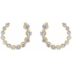 688818 / Earring / Set / 14K Yellow / 12 X 12 Mm / Lab-Grown Diamond / Round / 2.1Mm :: 1/2 Ctw / Pair / Friction Backs Included / Polished / 1/2 Ctw Lab-Grown Diamond Front-Back Earrings