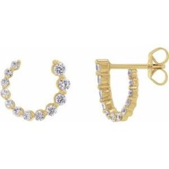 688818 / Earring / Set / 14K Yellow / 12 X 12 Mm / Lab-Grown Diamond / Round / 2.1Mm :: 1/2 Ctw / Pair / Friction Backs Included / Polished / 1/2 Ctw Lab-Grown Diamond Front-Back Earrings