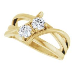 123228 / Ring / Set / 14K Yellow / Lab-Grown Diamond / Round / 4.1 Mm / Polished / 1/2 Ctw Lab-Grown Diamond 2-Stone Ring