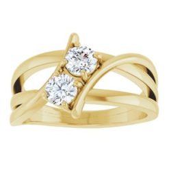 123228 / Ring / Set / 14K Yellow / Lab-Grown Diamond / Round / 4.1 Mm / Polished / 1/2 Ctw Lab-Grown Diamond 2-Stone Ring