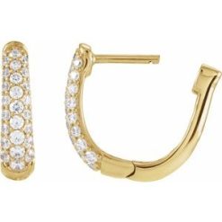 689136 / Earring / Set / 14K Yellow / Natural Diamond / Round / 14.9 Mm / 3.9 Mm / 1.7Mm :: 1/2 Ctw / I1
