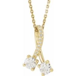 86728 / Necklace / Set / 14K Yellow / Round / Natural Diamond / 4Mm :: 1/2 Ctw / I1