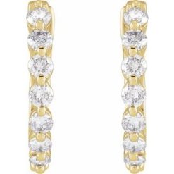 H+ / Pair / Hinged / Polished / 1/2 Ctw Natural Diamond Hoop Earrings