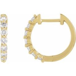 652149 / Earring / Set / 14K Yellow / Natural Diamond / Round / 15.25 Mm / 2.1 Mm / I1