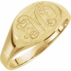 5545 / 10K Yellow / Oval / 12 X 9 Mm / Brush / Polished / Signet Ring