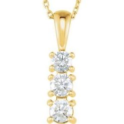 21624 / Necklace / Set / 14K Yellow / Round / Natural Diamond / 3.4Mm :: 1/2 Ctw / Natural Diamond / I1