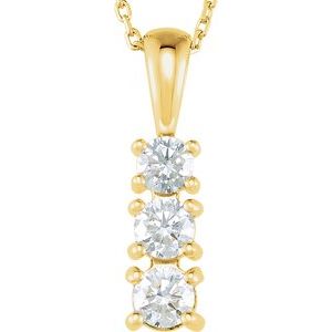 21624 / Necklace / Set / 14K Yellow / Round / Natural Diamond / 3.4Mm :: 1/2 Ctw / Natural Diamond / I1
