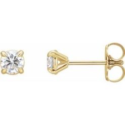 88027 / 14K Yellow / Set / Round / Natural Diamond / Pair / 4Mm :: 3/8 Ctw / I1