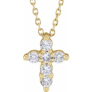 R50011 / Necklace / Set / 14K Yellow / Round / Lab-Grown Diamond / 2.2Mm :: 1/4 Ctw / Si