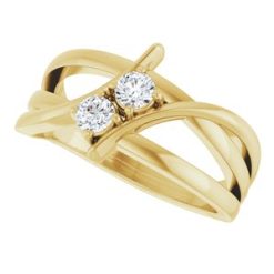 123228 / Ring / Set / 14K Yellow / Lab-Grown Diamond / Round / 3.2 Mm / Polished / 1/4 Ctw Lab-Grown Diamond 2-Stone Ring
