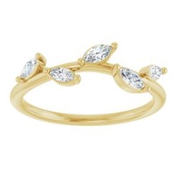 122971 / Ring / Set / 14K Yellow / Lab-Grown Diamond / Marquise / 4 X 2 Mm / Lab-Grown Diamond / Polished / 1/3 Ctw Lab Grown Diamond Leaf Ring