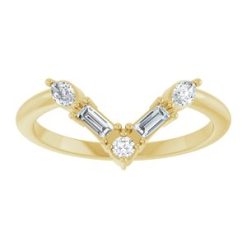 124639 / Ring / Set / 14K Yellow / Lab-Grown Diamond / Marquise / 2 Mm / Lab-Grown Diamond / Polished / 1/4 Ctw Lab Grown Diamond Multi-Stone V Bar Ring