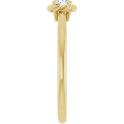 72202 / Ring / Set / 14K Yellow / Natural Diamond / Round / 3.9 Mm / Polished / 1/5 Ct Natural Diamond Claw-Prong Solitaire Rope Ring