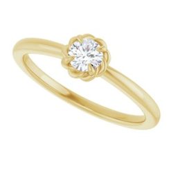 72202 / Ring / Set / 14K Yellow / Natural Diamond / Round / 3.9 Mm / Polished / 1/5 Ct Natural Diamond Claw-Prong Solitaire Rope Ring