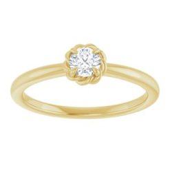 72202 / Ring / Set / 14K Yellow / Natural Diamond / Round / 3.9 Mm / Polished / 1/5 Ct Natural Diamond Claw-Prong Solitaire Rope Ring