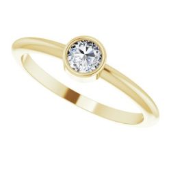 124640 / Ring / Set / 14K Yellow / Natural Diamond / Round / 4 Mm / Polished / 1/5 Ct Natural Diamond Solitaire Rose-Cut Stackable Ring