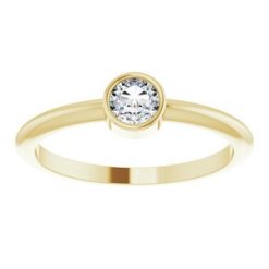 124640 / Ring / Set / 14K Yellow / Natural Diamond / Round / 4 Mm / Polished / 1/5 Ct Natural Diamond Solitaire Rose-Cut Stackable Ring