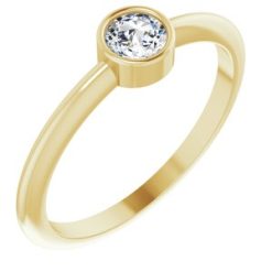124640 / Ring / Set / 14K Yellow / Natural Diamond / Round / 4 Mm / Polished / 1/5 Ct Natural Diamond Solitaire Rose-Cut Stackable Ring