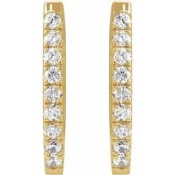 688875 / Earring / Set / 14K Yellow / 13.65 X 13.65 Mm / 1.6 Mm / Natural Diamond / Round / 1.3Mm :: 1/5 Ctw / Pair / Hinged / Polished / 1/5 Ctw Natural Diamond Hoop Earrings