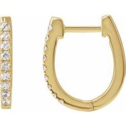 688875 / Earring / Set / 14K Yellow / 13.65 X 13.65 Mm / 1.6 Mm / Natural Diamond / Round / 1.3Mm :: 1/5 Ctw / Pair / Hinged / Polished / 1/5 Ctw Natural Diamond Hoop Earrings