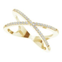 651752 / Ring / Set / 14K Yellow / Natural Diamond / Round / .95 Mm / Natural Diamond / Polished / 1/6 Ctw Natural Diamond Criss-Cross Ring