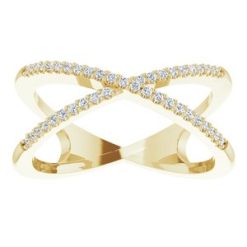 651752 / Ring / Set / 14K Yellow / Natural Diamond / Round / .95 Mm / Natural Diamond / Polished / 1/6 Ctw Natural Diamond Criss-Cross Ring