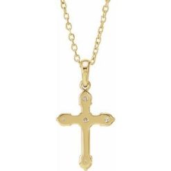 R42423 / Necklace / Set / 14K Yellow / Round / Natural Diamond / 2Mm :: 1/6 Ctw / I1