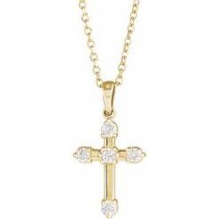 R42423 / Necklace / Set / 14K Yellow / Round / Natural Diamond / 2Mm :: 1/6 Ctw / I1