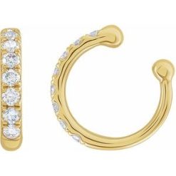 688811 / Earring / Set / Natural Diamond / Round / 1.6 Mm / 14K Yellow / Each / Polished / 1/6 Ctw Natural Diamond Ear Cuff