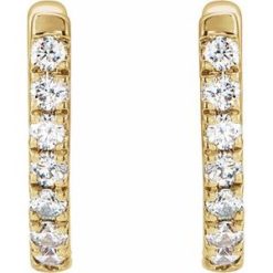 688875 / Earring / Set / 14K Yellow / 9.95 X 9.95 Mm / 1.6 Mm / Natural Diamond / Round / 1.3Mm :: 1/6 Ctw / Pair / Hinged / Polished / 1/6 Ctw Natural Diamond Hoop Earrings