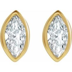 G-H / Friction / Friction Backs Included / Bezel / Polished / 1/10 Ctw Natural Diamond Solitaire Bezel-Set Earrings