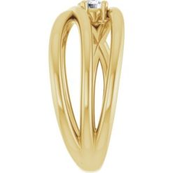 123527 / Ring / Set / 14K Yellow / Natural Diamond / Round / 3.2 Mm / Polished / 1/8 Ctw Natural Diamond Negative Space Ring