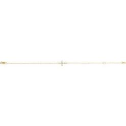 Ghi / 6 1/2-7 1/2 In / Polished / 1/8 Ctw Natural Rose-Cut Diamond Sideways Cross Bracelet