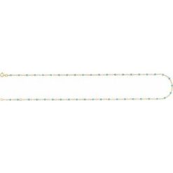 Ch1257 / Chain / 14K Yellow / Turquoise / 19-20 In / 2 Mm / Enamel Bead Adjustable Chain