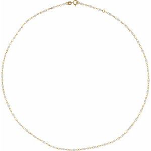 Ch1257 / Chain / 14K Yellow / White / 19-20 In / 2 Mm / Enamel Bead Adjustable Chain