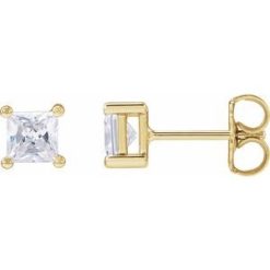 688879 / 14K Yellow / Set / Square / Lab-Grown Diamond / Pair / 2 X 2Mm :: 1/10 Ctw / Si