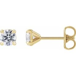 688988 / 14K Yellow / Set / Round / Lab-Grown Diamond / Pair / 4.5Mm :: 3/4 Ctw / Si1-Si2