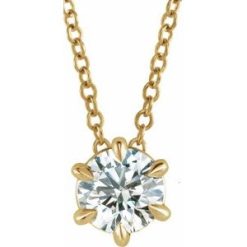 87126 / Necklace / Set / 14K Yellow / Round / Lab-Grown Diamond / 5.5Mm :: 5/8 Ct / Vs